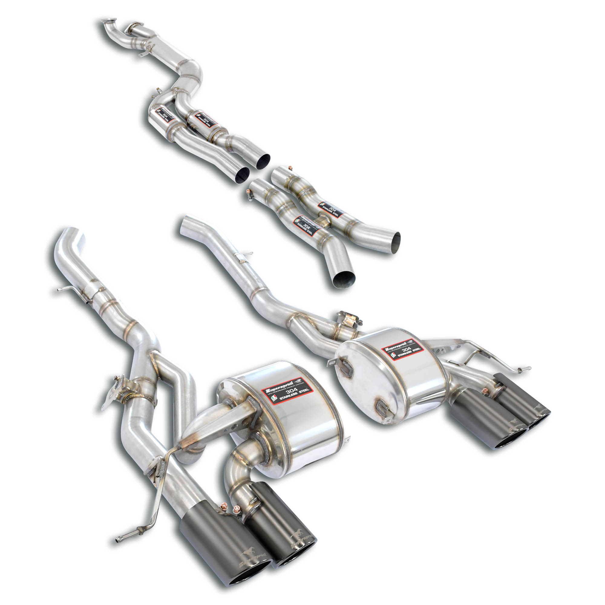 J-Pipe Touring Package completo con valvole<br>Elimina catalizzatori secondari + OPF  + Silenziatore centrale