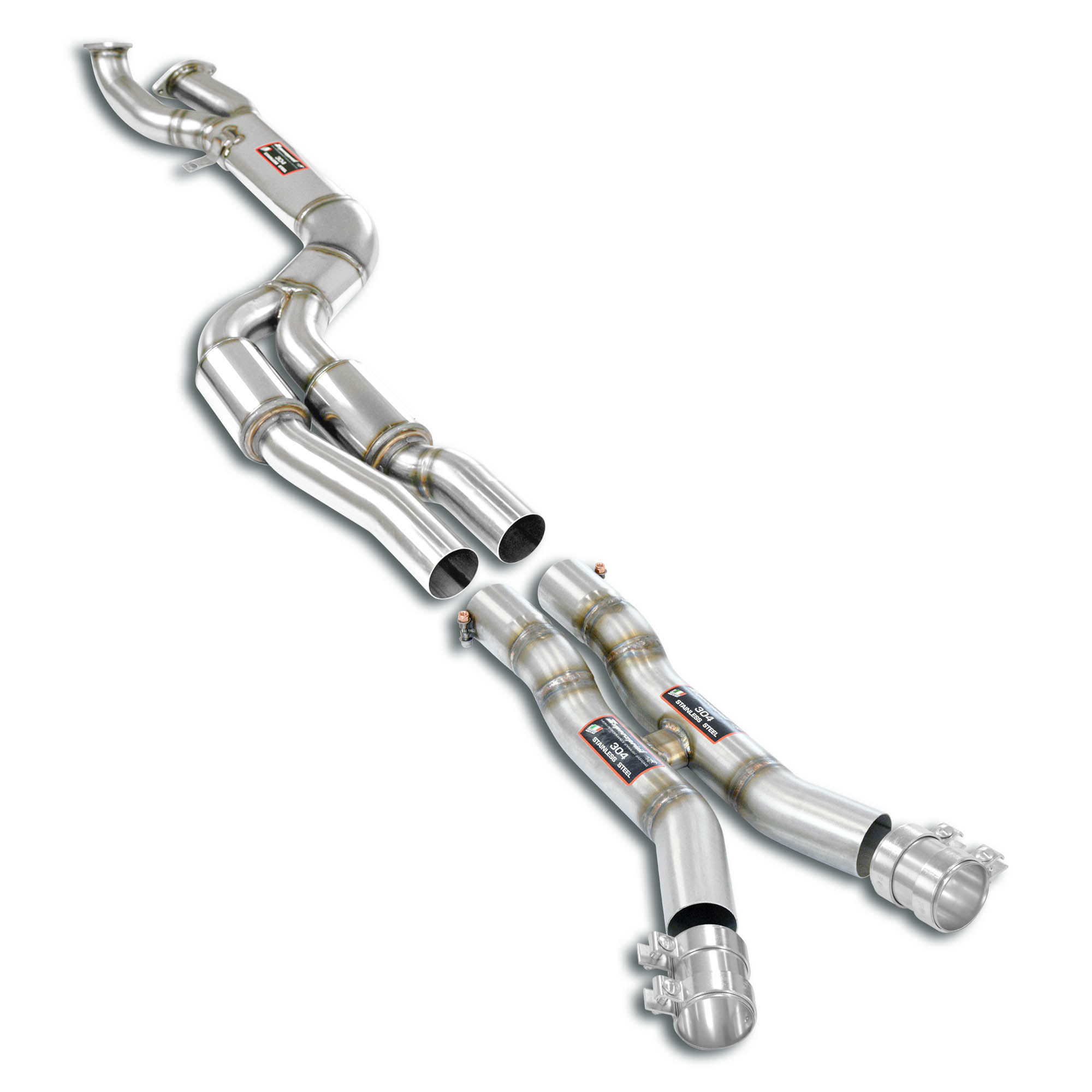 J-Pipe Touring Package<br>Elimina catalizzatori secondari + silenziatore centrale<br>Per silenziatore posteriore di serie