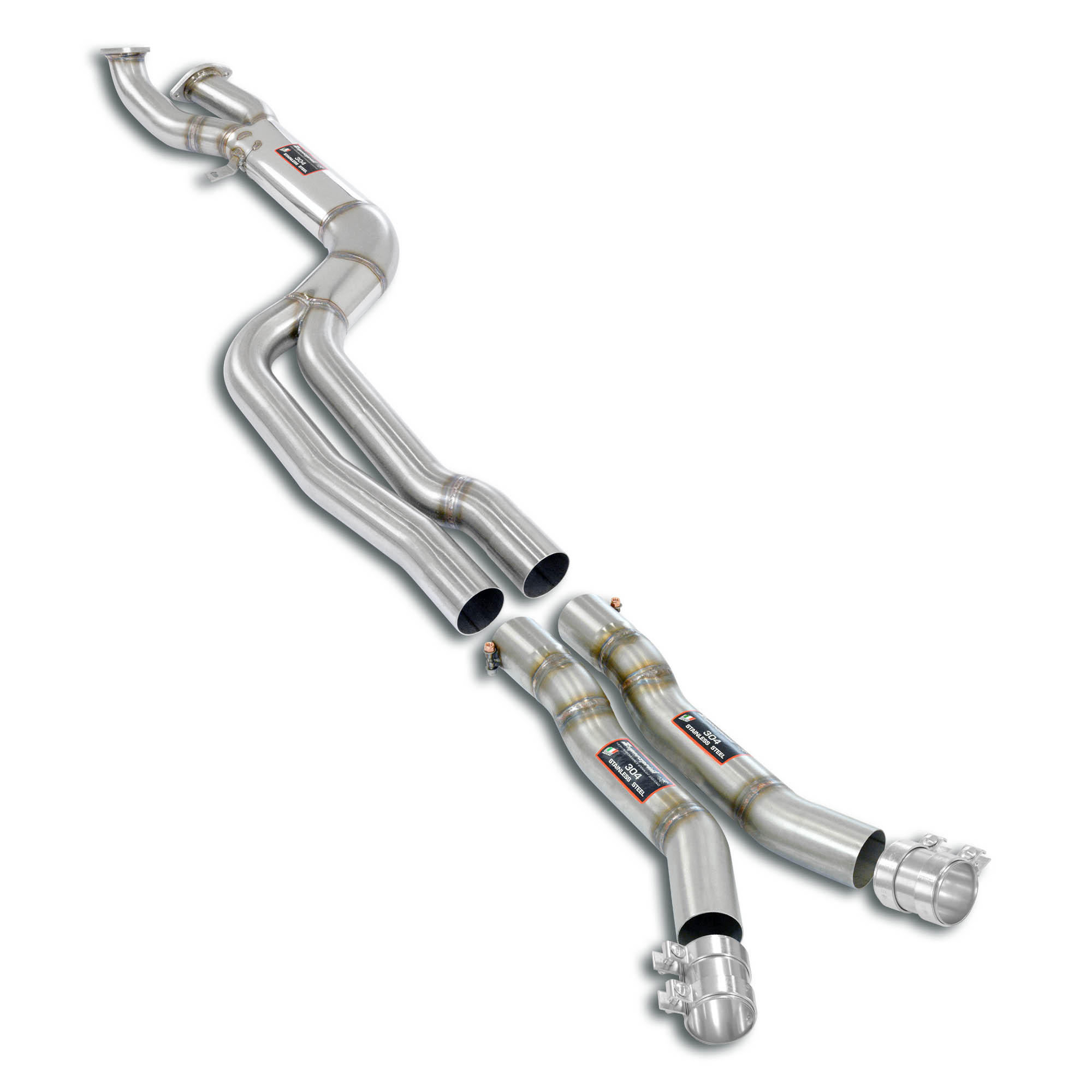 J-Pipe Race Package<br>Elimina catalizzatori secondari + silenziatore centrale<br>Per silenziatore posteriore di serie