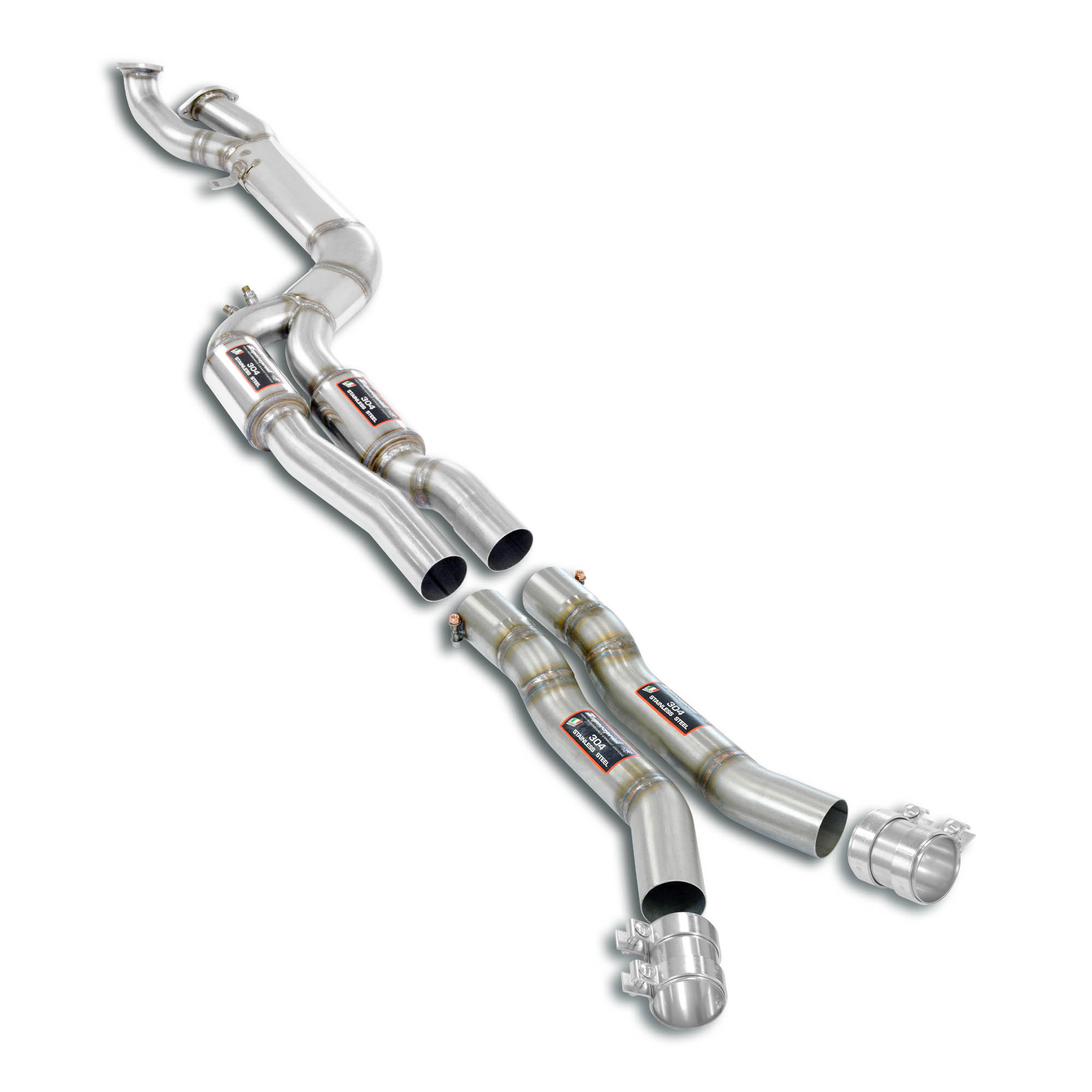 J-Pipe Touring Package<br>Elimina catalizzatori secondari + silenziatore centrale<br>Per silenziatore posteriore di serie