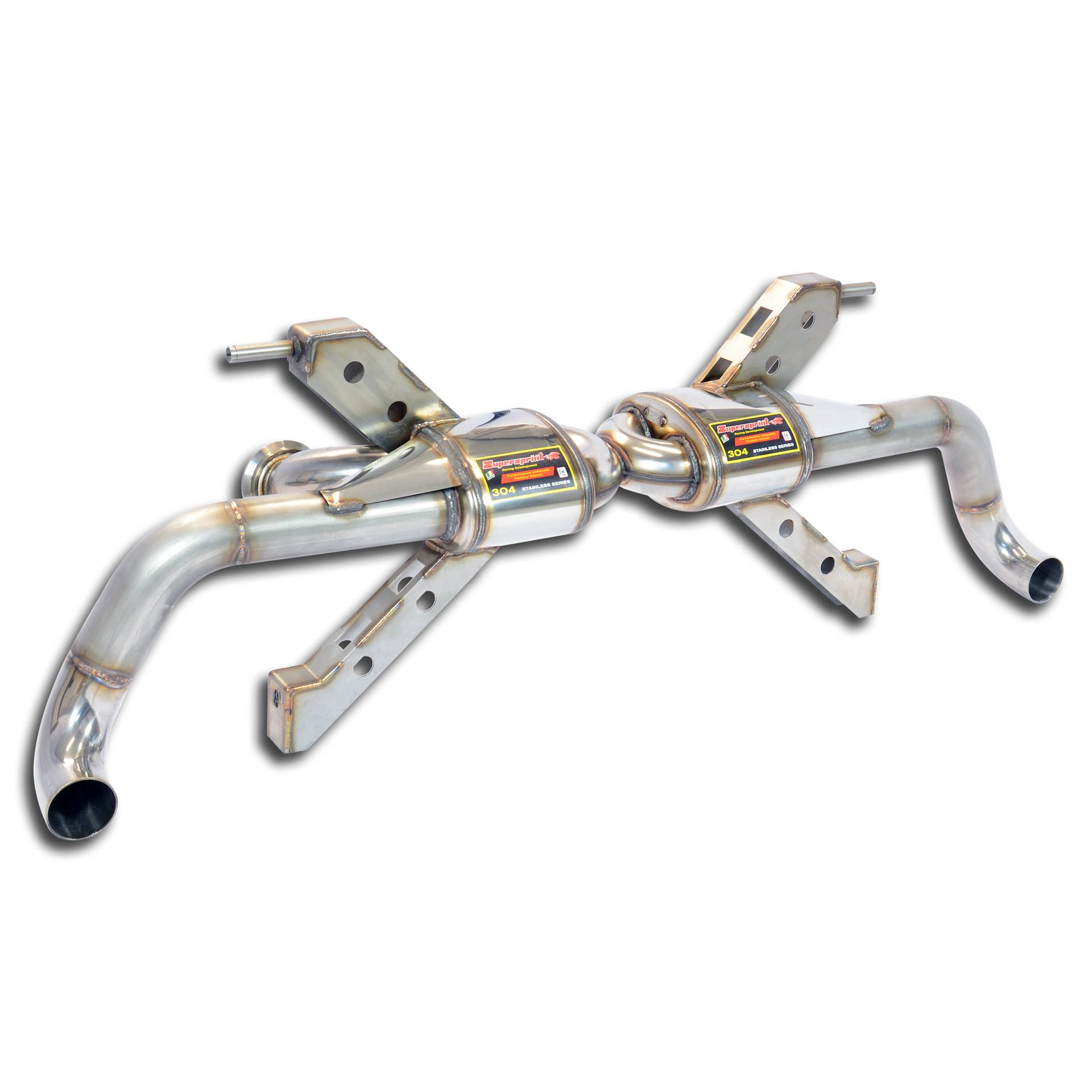 Posteriore "Racing" Destro - Sinistro<br>(Elimina catalizzatore di serie secondari - da montare con terminali di serie)<br><strong><span style="color:#ea0000;">-19,0 Kg</span></strong>