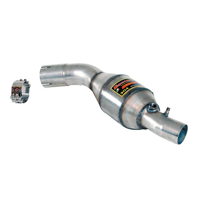 Scarico anteriore destro con catalizzatore metallico.