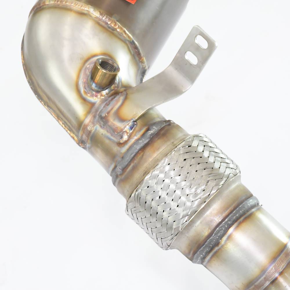 Kit tubo turbina + Catalizzatore metallico destro<br>Compatibile con impianto "Cat.-Back" di serie