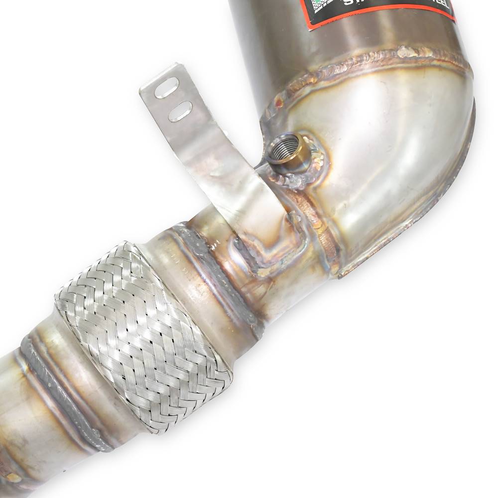 Kit tubo turbina + Catalizzatore metallico sinistro<br>Compatibile con impianto "Cat.-Back" di serie
