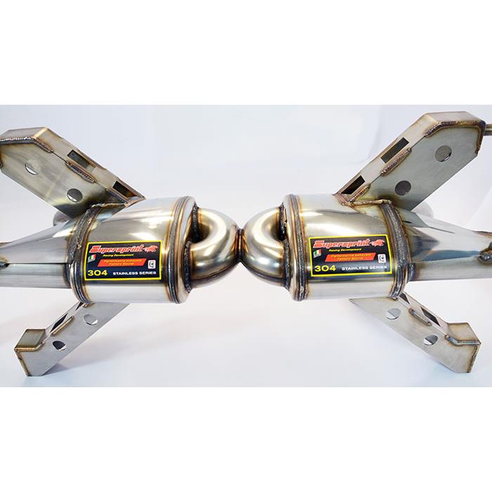 Posteriore "Racing" Destro - Sinistro<br>(Elimina catalizzatore di serie secondari - da montare con terminali di serie)<br><strong><span style="color:#ea0000;">-19,0 Kg</span></strong>