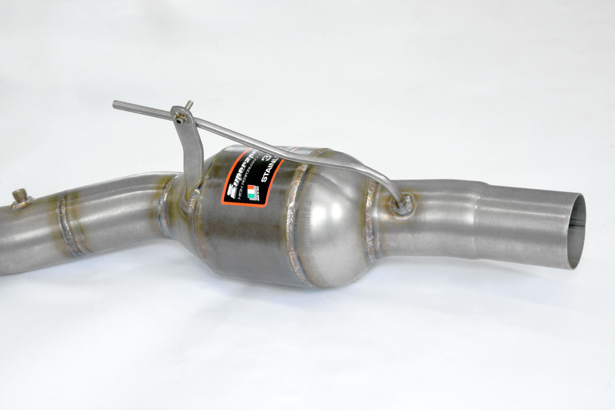 Downpipe Sinistro + catalizzatore metallico<br>(Elimina pre-catalizzatore) 