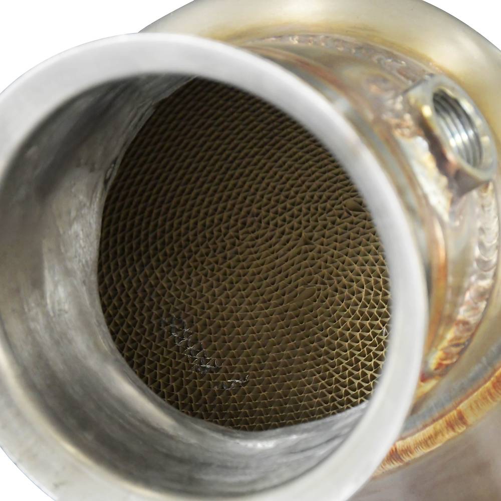 Downpipe Sinistro + catalizzatore primario metallico 200CPSI<br>Elimina catalizzatore secondario + GPF