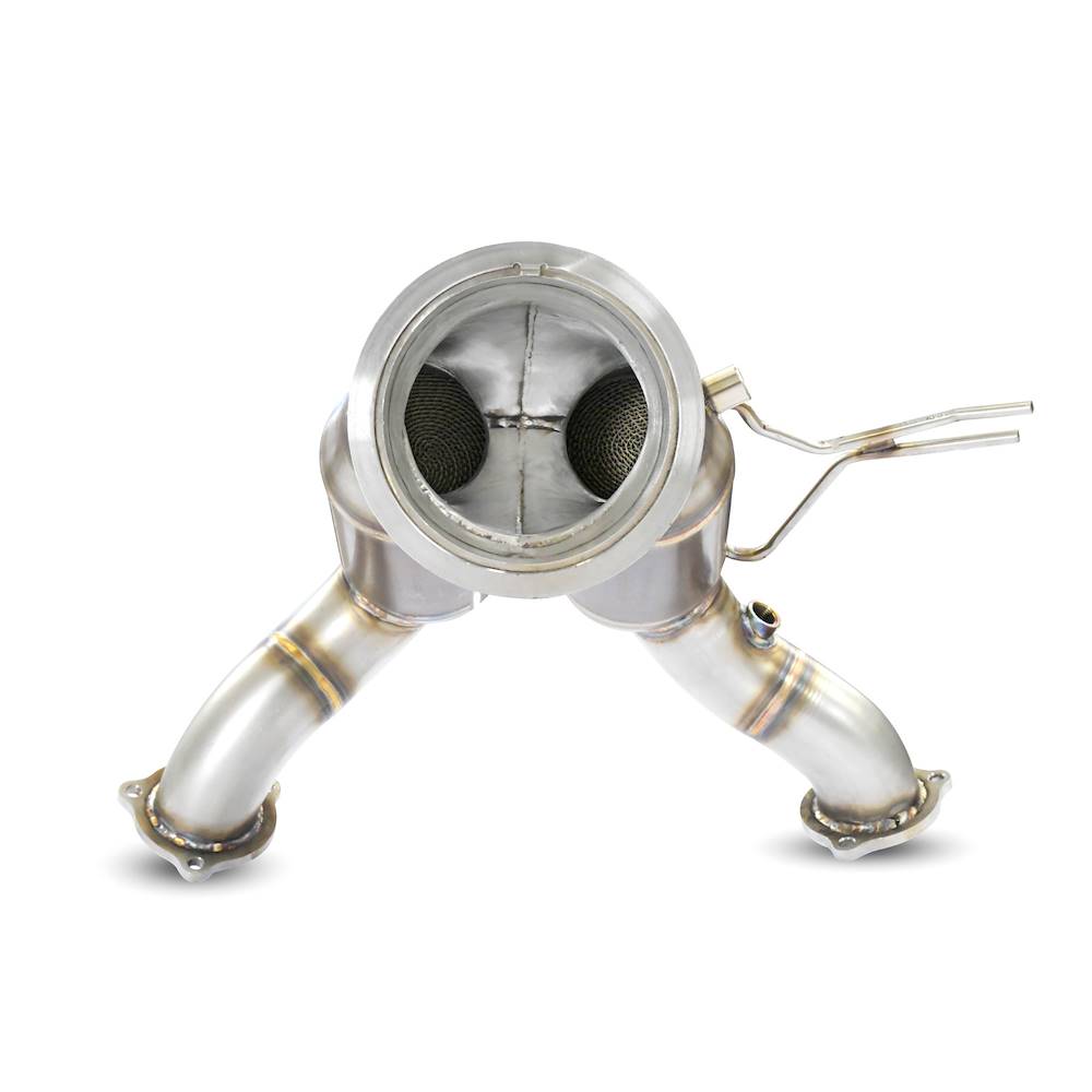 Downpipe destro - sinistro + catalizzatore metallico<br>Sostituisce catalizzatore di serie + GPF<br>(Guida a destra / sinistra)