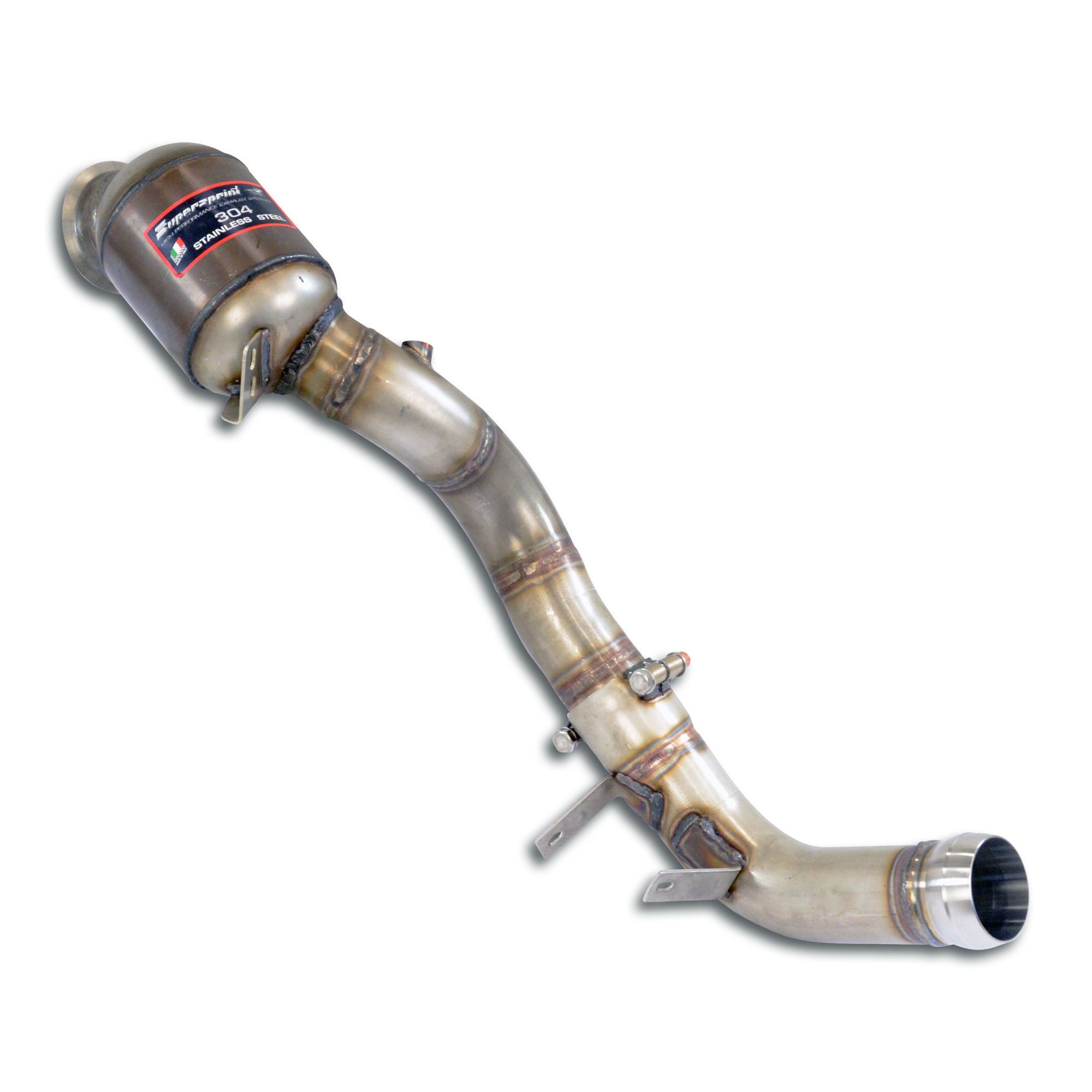 Downpipe Destro + pre-catalizzatore metallico<br>Elimina catalizzatore secondario (RHD - LHD)