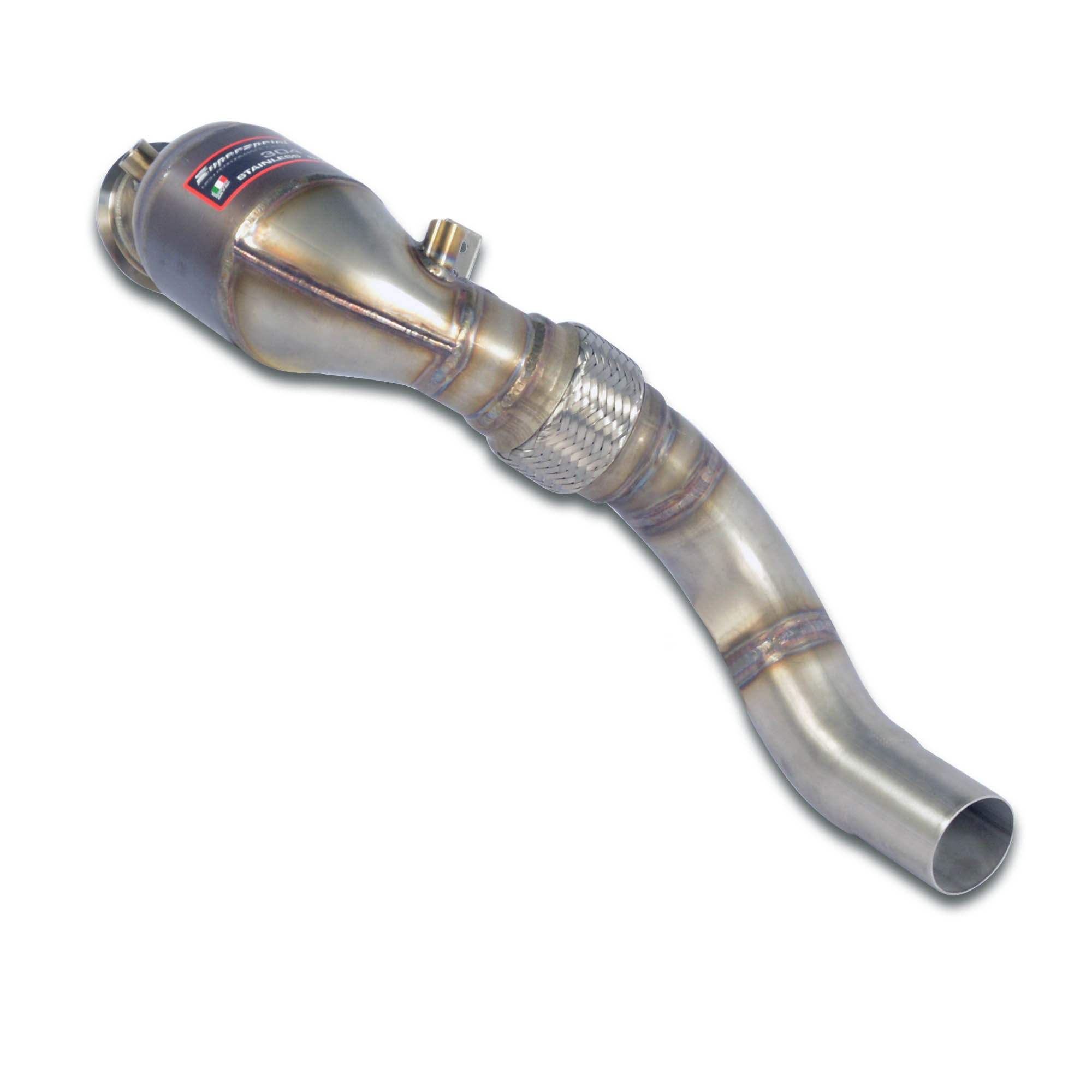 Kit tubo turbina + Catalizzatore metallico destro<br>Compatibile con impianto "Cat.-Back" di serie