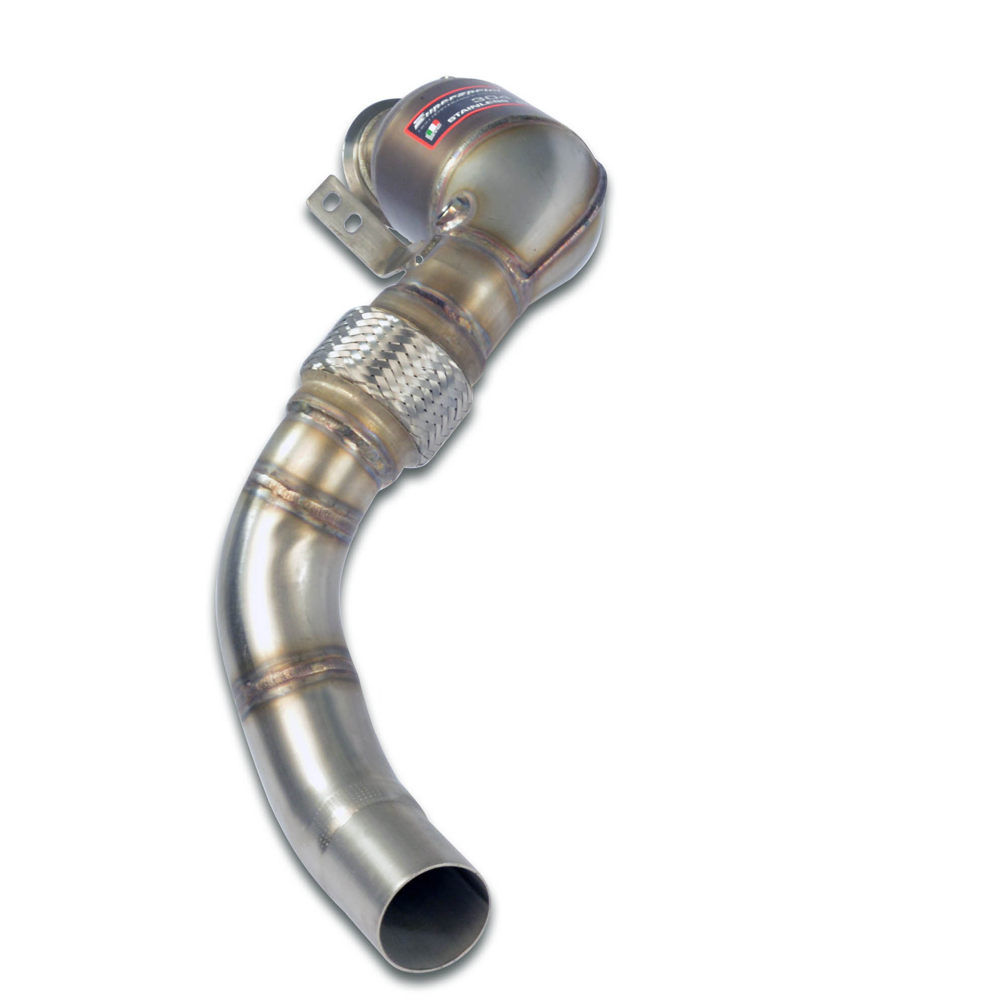 Kit tubo turbina + Catalizzatore metallico sinistro<br>Compatibile con impianto "Cat.-Back" di serie