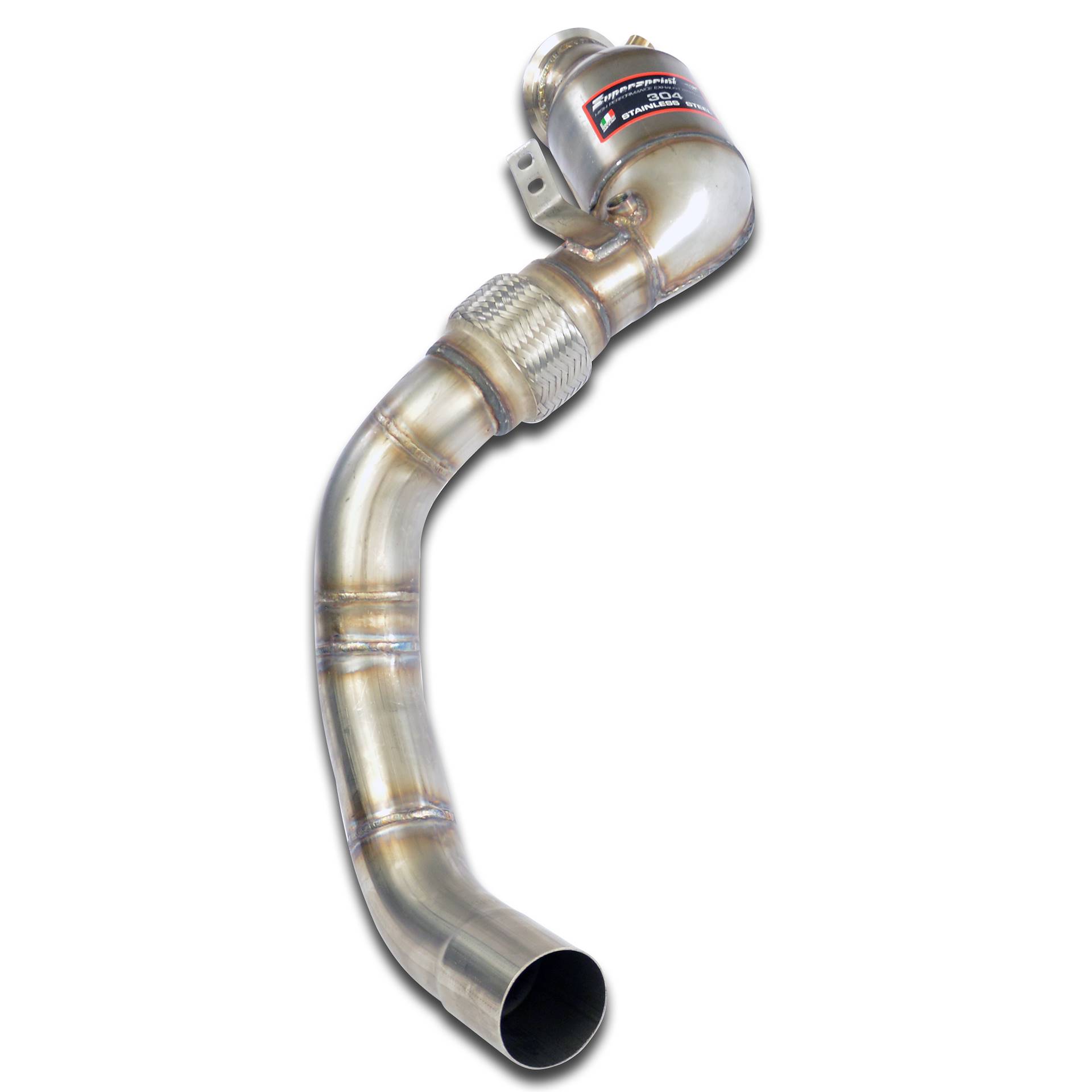 Kit tubo turbina + Catalizzatore metallico sinistro<br>Compatibile con impianto "Cat.-Back" di serie