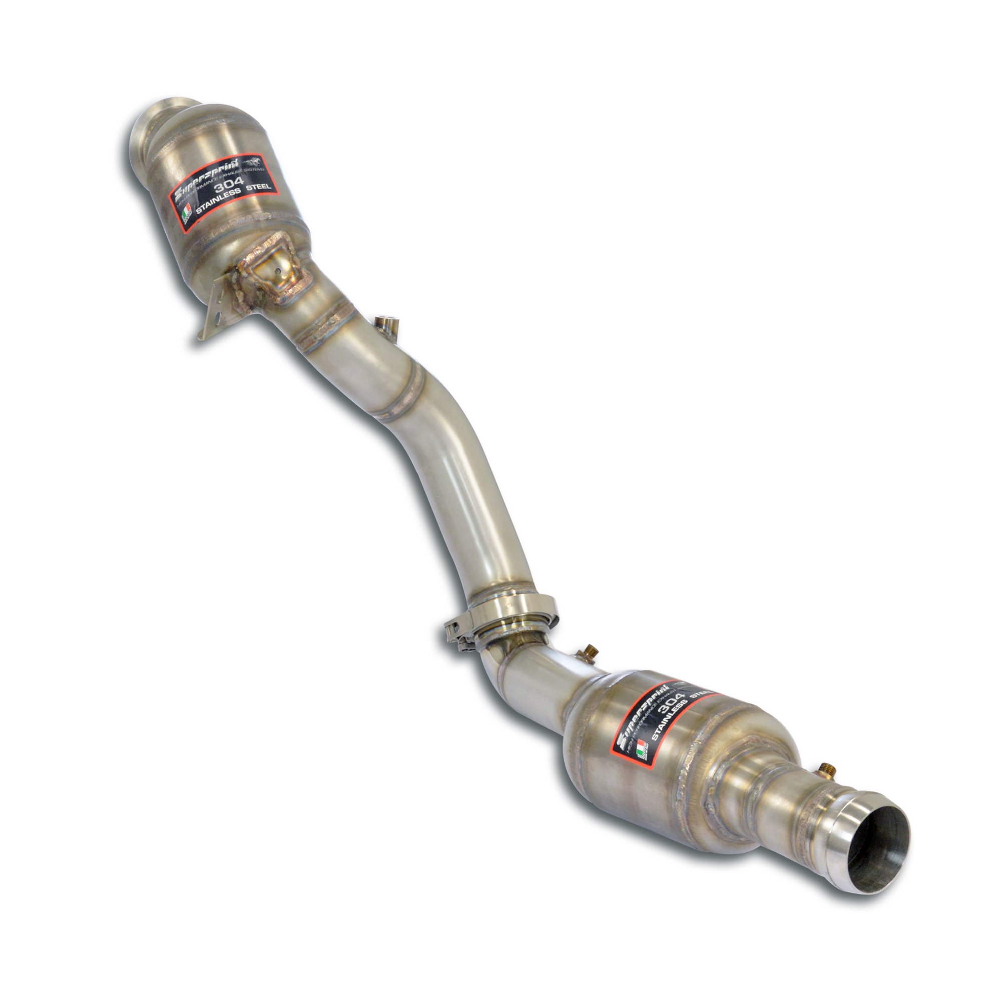 Downpipe Destro + doppio catalizzatore metallico<br>Con prese per sensori di pressione