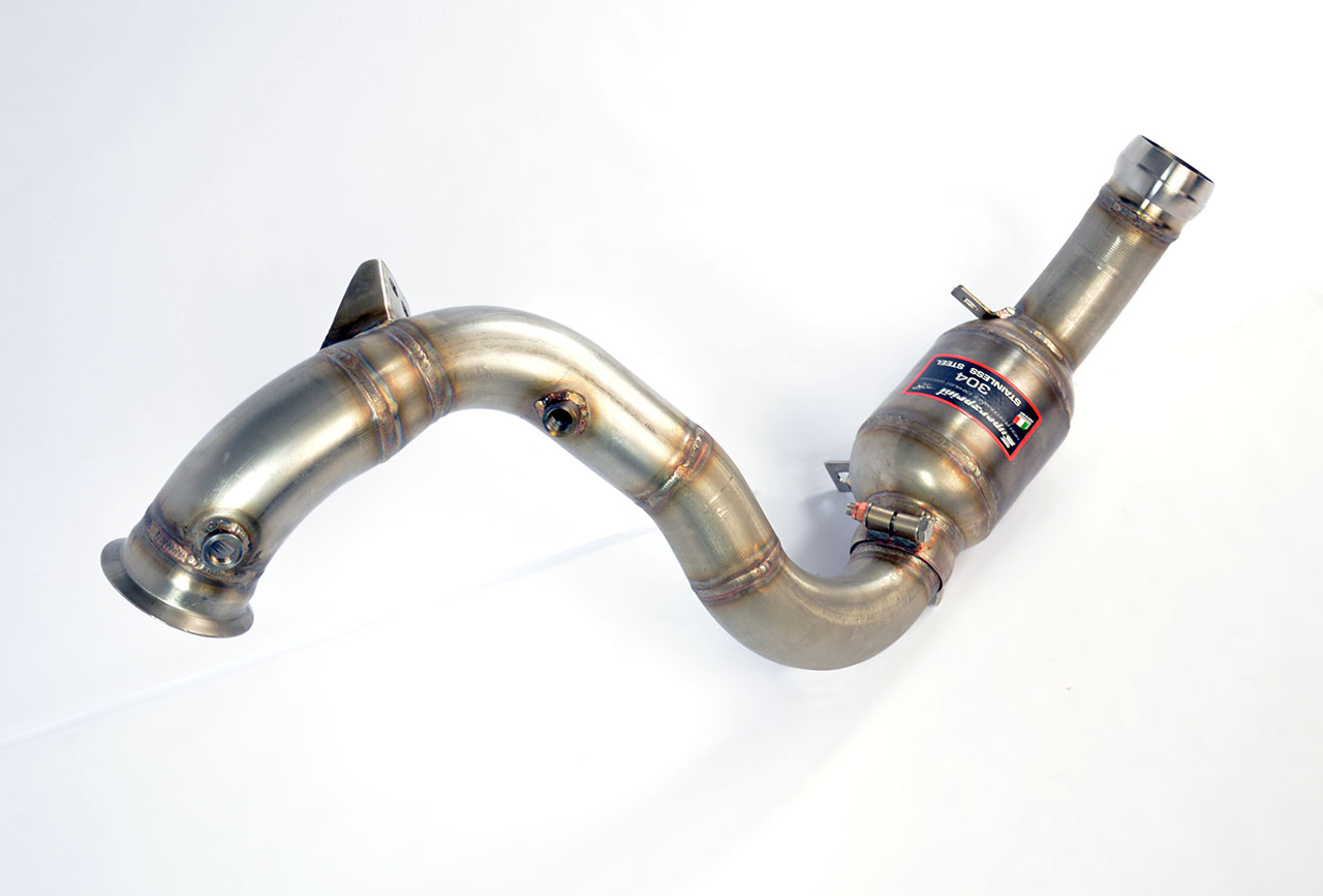Downpipe Sinistro + catalizzatore metallico<br>Elimina catalizzatore primario (RHD - LHD)