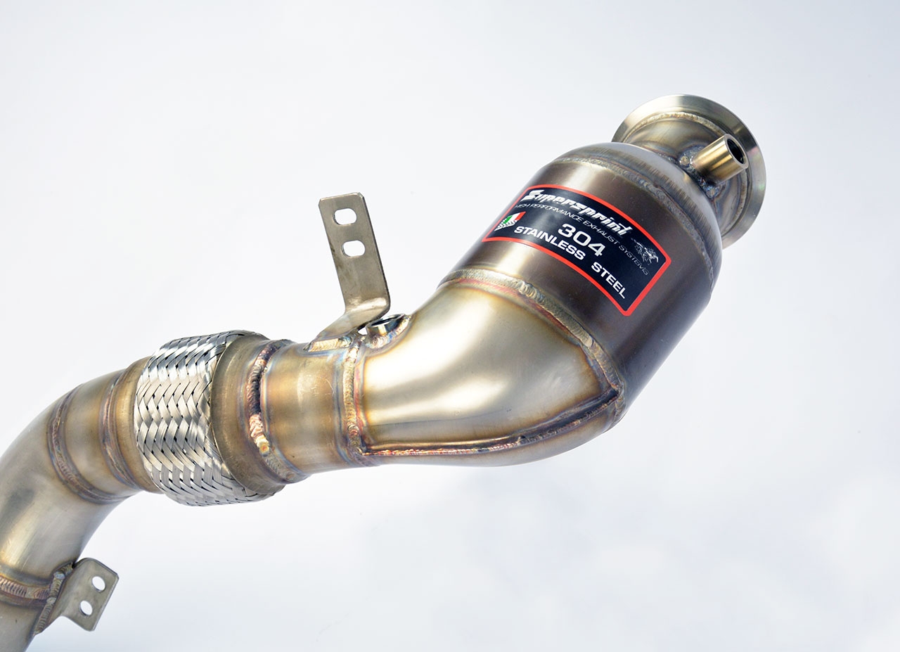 Kit tubo turbina + Catalizzatore metallico sinistro<br>(Sostituzione catalizzatore primario e secondario)<br>Compatibile con catalizzatori terziari di serie