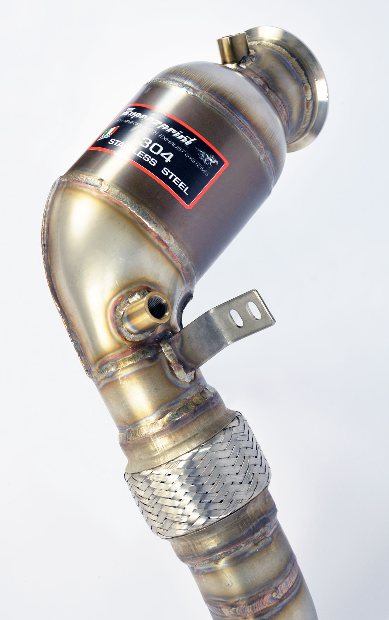 Kit tubo turbina + Catalizzatore metallico destro<br>(Sostituzione catalizzatore primario e secondario)<br>Compatibile con catalizzatori terziari di serie